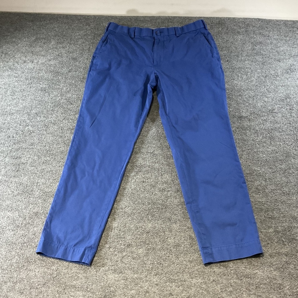 Brooks Brothers 1818 Milano Fit Chinos Mens 35x30 Royal Blue Slim Cotton Pants